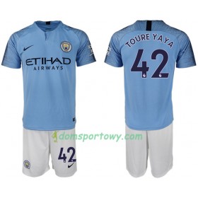 Koszulka Manchester City TOURE YAYA 42 Dziecięcy Domowe Koszulki Piłkarskie 2018-2019 Krótki Rękaw